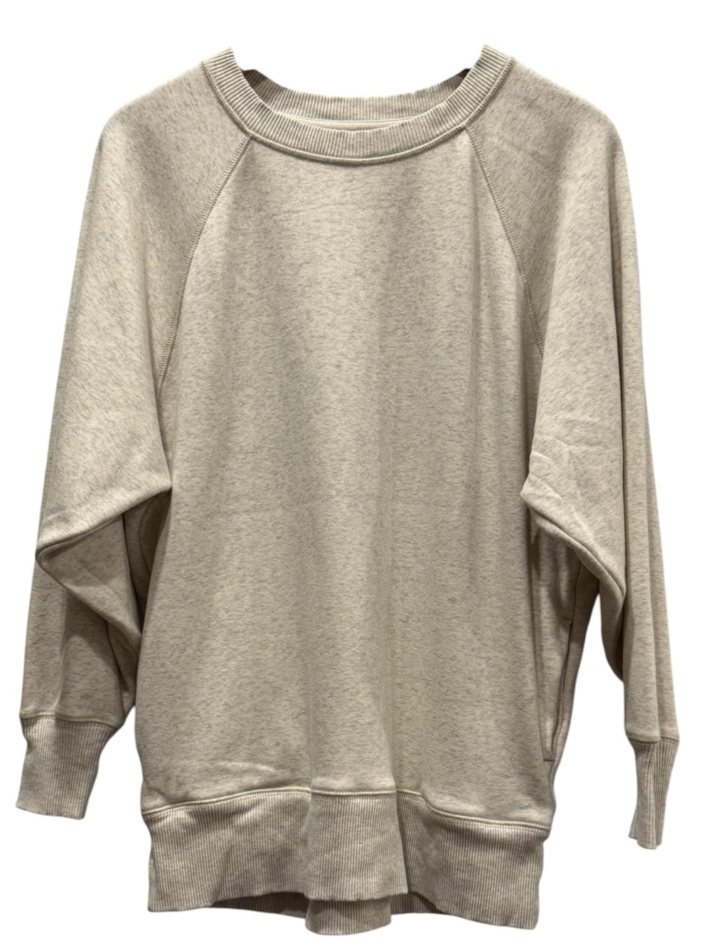 Aerie Oatmeal Heather Fleece Pullover Sweatshirt XS Cozy Raglan
